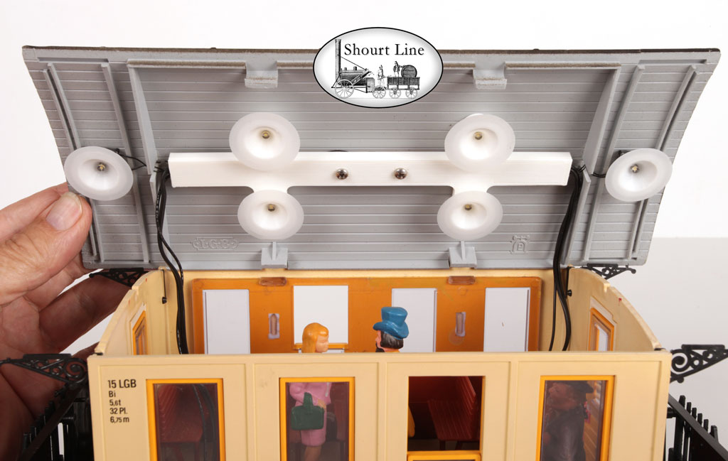 G Scale SL-8291230 1 LED Tiffany Opal Lamp Fixture - Low Profile Flat peel and stick 3M mount - 18 inch micro black wires